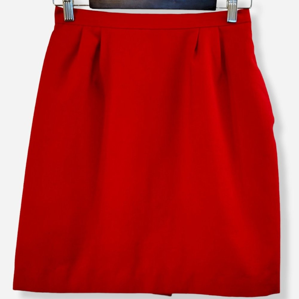 VINTAGE Pocketed Pencil Skirt Red